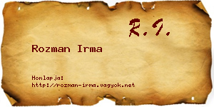 Rozman Irma névjegykártya